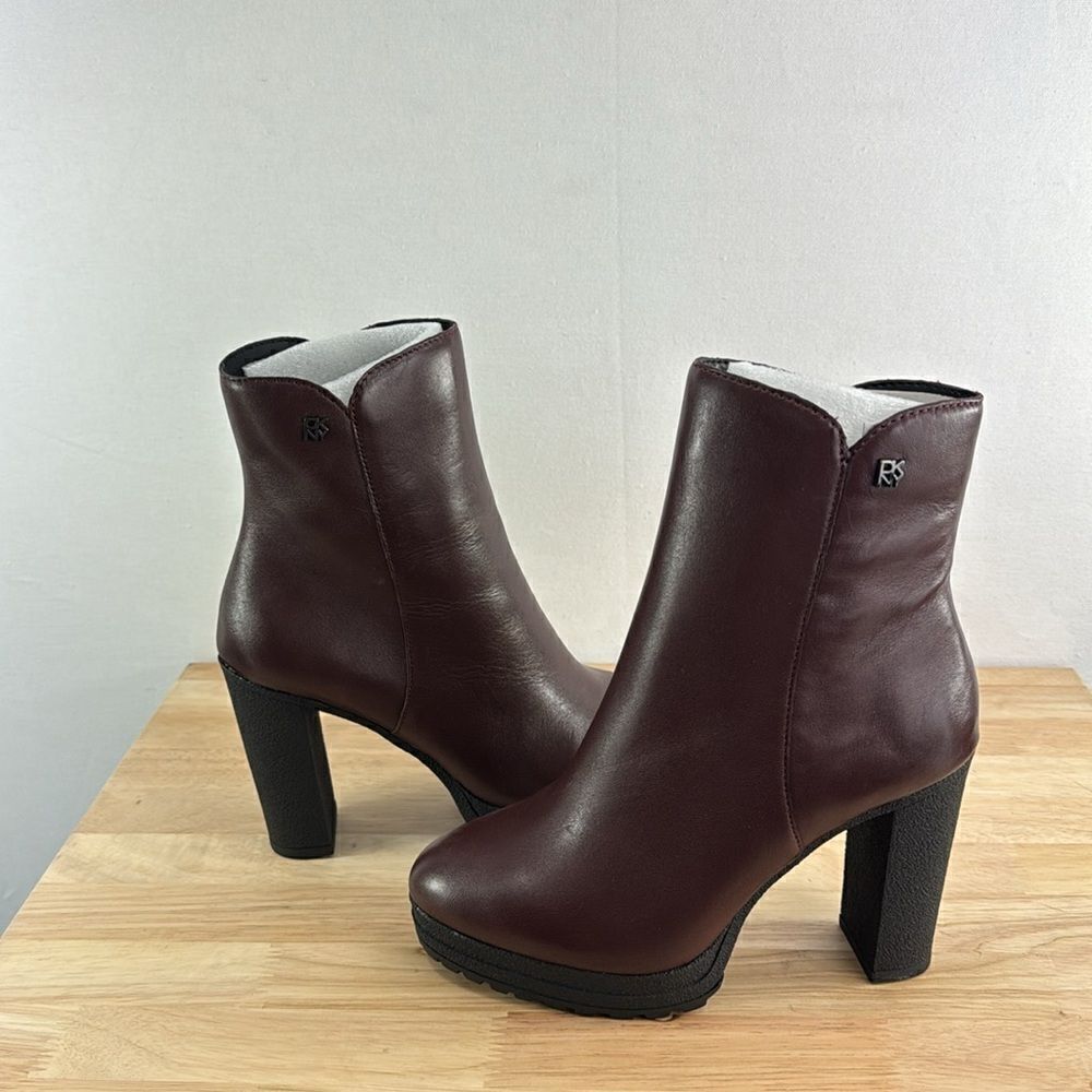 DKNY Tessi Lug Sole Platform Booties- Bordeaux- Size 6.5 - NIB - Picture 5 of 7